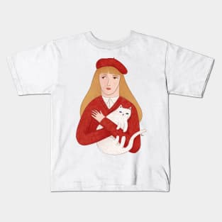 Girl and Cat Kids T-Shirt